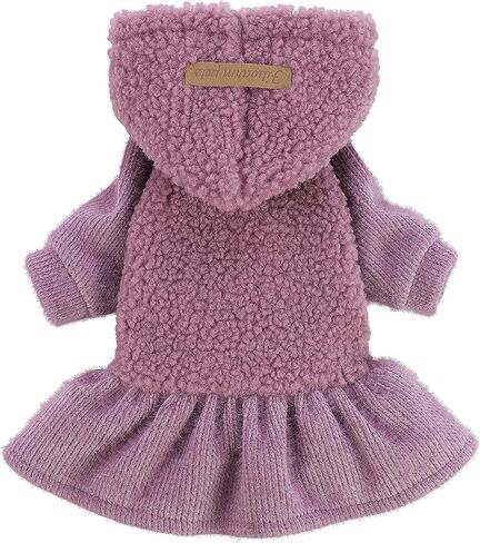 ملابس شتوية للكلاب من Fitwarm Fuzzy Sherpa، فساتين بقلنسوة للكلاب، تنورة حرارية، فستان للفتيات للكلب، سترة سميكة، ملابس الجرو، معطف للقطط، ملابس للقطط، أرجواني لافندر، X-Small in Kuwait