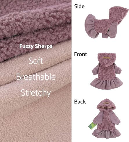 ملابس شتوية للكلاب من Fitwarm Fuzzy Sherpa، فساتين بقلنسوة للكلاب، تنورة حرارية، فستان للفتيات للكلب، سترة سميكة، ملابس الجرو، معطف للقطط، ملابس للقطط، أرجواني لافندر، X-Small in Saudi Arabia