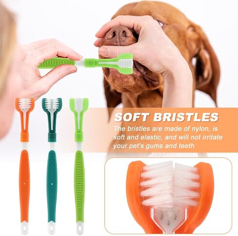 Dog Toothbrush, Finger Toothbrushes, 3 Triple Head Pet Toothbrushes 6 Double Head Tooth Brush 4 Pack Finger Rubber Toothbrushes, Multi Angle Brushes for Dog Cat Oral Dental Health(13pcs) in Saudi Arabia