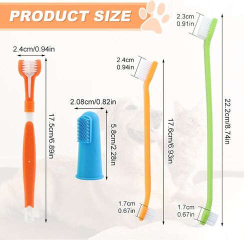 Dog Toothbrush, Finger Toothbrushes, 3 Triple Head Pet Toothbrushes 6 Double Head Tooth Brush 4 Pack Finger Rubber Toothbrushes, Multi Angle Brushes for Dog Cat Oral Dental Health(13pcs) in Saudi Arabia