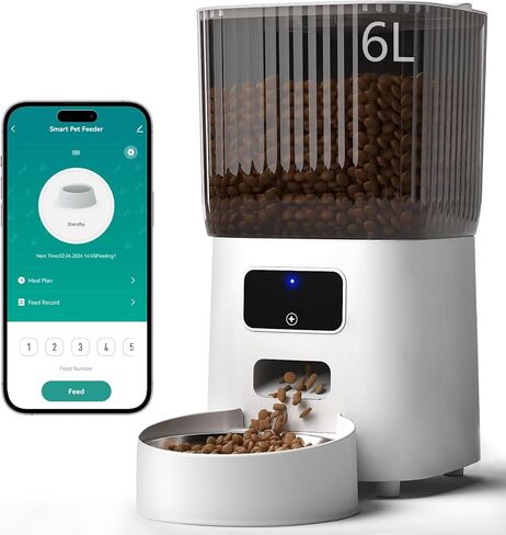 Automatic Cat Feeder - 6L WiFi Cat Feeder for Remote Feeding with APP Control, Low Food & Blockage Sensor, Sandpoy Timed Pet Feeder for Cats & Dogs, Up to 10 Meals Per Day in Saudi Arabia