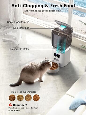 Automatic Cat Feeder - 6L WiFi Cat Feeder for Remote Feeding with APP Control, Low Food & Blockage Sensor, Sandpoy Timed Pet Feeder for Cats & Dogs, Up to 10 Meals Per Day in Saudi Arabia