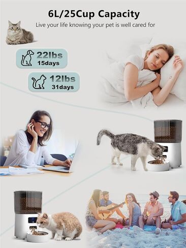 Automatic Cat Feeder - 6L WiFi Cat Feeder for Remote Feeding with APP Control, Low Food & Blockage Sensor, Sandpoy Timed Pet Feeder for Cats & Dogs, Up to 10 Meals Per Day in Saudi Arabia