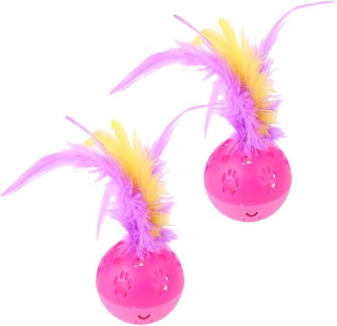 Cat Balls Interactive Cat Toy Cat Feather Balls with Loud Bell Inside (2Pcs Blue) in Kuwait