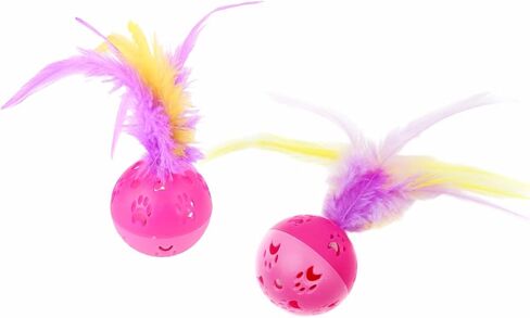 Cat Balls Interactive Cat Toy Cat Feather Balls with Loud Bell Inside (2Pcs Blue) in Kuwait