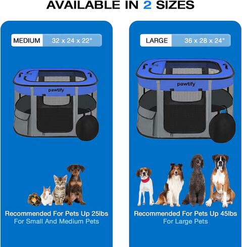 روضة للحيوانات الأليفة المحمولة للاستخدام الداخلي والخارجي + حقيبة حمل ووعاء للسفر. Jaulas para Perros Grandes y Pequeños، صندوق إنجاب للكلاب عند الولادة. قفص لعب للقطط مغلق. خيمة محمولة قابلة للطي (L) in Saudi Arabia