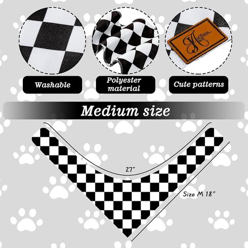 Black Checkered Dog Bandana Race Car Checkered Flag Fabric Pet Scarf Medium Sizes Adjustable Pet Neckerchief Dog Bibs for Cat Dog Birthday Costume Accessories in Saudi Arabia