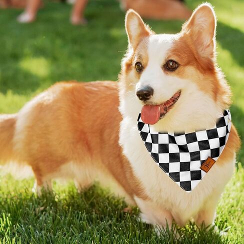 Black Checkered Dog Bandana Race Car Checkered Flag Fabric Pet Scarf Medium Sizes Adjustable Pet Neckerchief Dog Bibs for Cat Dog Birthday Costume Accessories in Saudi Arabia