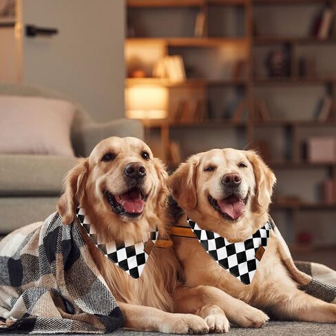 Black Checkered Dog Bandana Race Car Checkered Flag Fabric Pet Scarf Medium Sizes Adjustable Pet Neckerchief Dog Bibs for Cat Dog Birthday Costume Accessories in Saudi Arabia