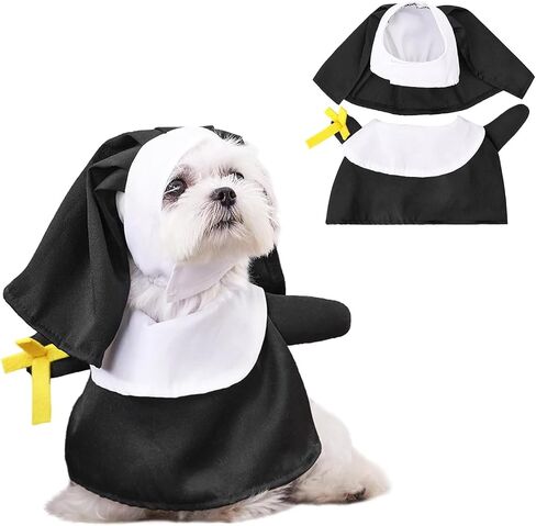 HOTUMN Nun Dog Halloween Costume - Halloween Party Pet Clothes Set Cat Nun Cosplay Costume for Cats Puppies and Small Dogs in Saudi Arabia