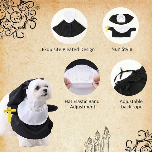 HOTUMN Nun Dog Halloween Costume - Halloween Party Pet Clothes Set Cat Nun Cosplay Costume for Cats Puppies and Small Dogs in Saudi Arabia