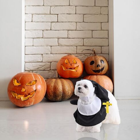 HOTUMN Nun Dog Halloween Costume - Halloween Party Pet Clothes Set Cat Nun Cosplay Costume for Cats Puppies and Small Dogs in Saudi Arabia