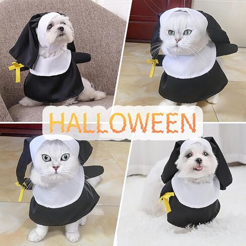HOTUMN Nun Dog Halloween Costume - Halloween Party Pet Clothes Set Cat Nun Cosplay Costume for Cats Puppies and Small Dogs in Saudi Arabia