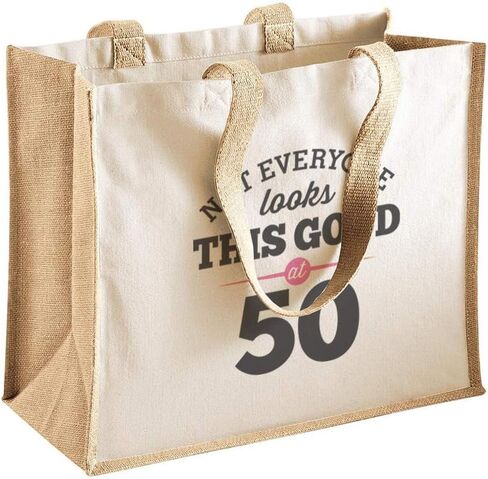 هدية عيد الميلاد الخمسين حقيبة تذكار مضحك للنساء الجدة السيدات الإناث 50 هدية التسوق حمل فكرة خمسين in Kuwait