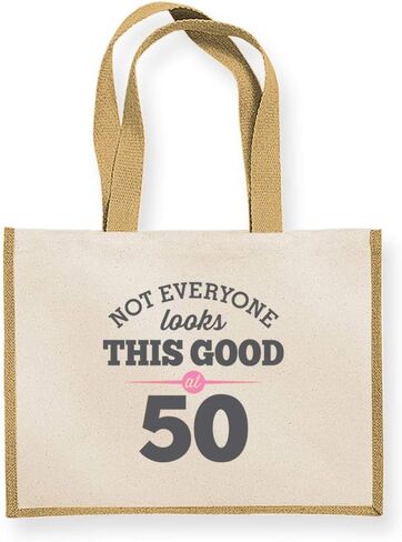 هدية عيد الميلاد الخمسين حقيبة تذكار مضحك للنساء الجدة السيدات الإناث 50 هدية التسوق حمل فكرة خمسين in Kuwait