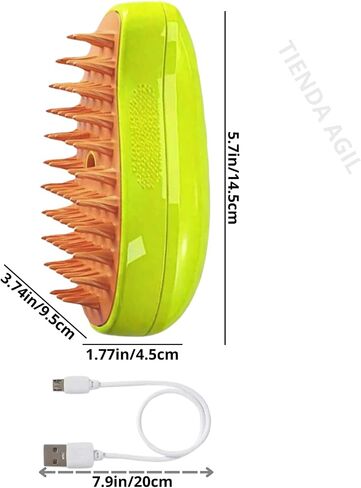 3-in-1 Cat Steam Brush for Dogs and Cats; Cat Massager Brush with Steam, Soft Rubber Bristles; Water or Essential Oil Reservoir; Non-Slip Grip; Easy Cleaning; Pet Steam Brush (Green) in Saudi Arabia