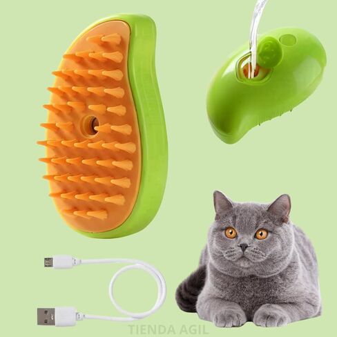 3-in-1 Cat Steam Brush for Dogs and Cats; Cat Massager Brush with Steam, Soft Rubber Bristles; Water or Essential Oil Reservoir; Non-Slip Grip; Easy Cleaning; Pet Steam Brush (Green) in Saudi Arabia