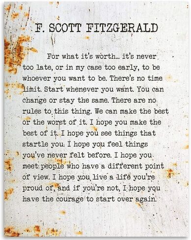 "I Love You and That's the Beginning and End of Everything"–16x20 Stretched Canvas Poster– F. Scott Fitzgerald's Quote, Romantic Literary Art, Inspirational Home Decor, Minimalist & Iconic Love Design in Saudi Arabia