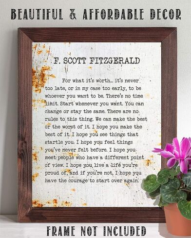 "I Love You and That's the Beginning and End of Everything"–16x20 Stretched Canvas Poster– F. Scott Fitzgerald's Quote, Romantic Literary Art, Inspirational Home Decor, Minimalist & Iconic Love Design in Saudi Arabia