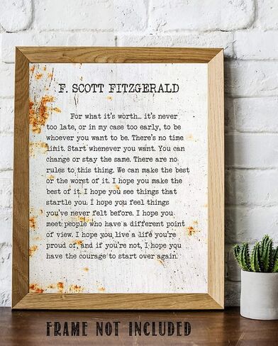 "I Love You and That's the Beginning and End of Everything"–16x20 Stretched Canvas Poster– F. Scott Fitzgerald's Quote, Romantic Literary Art, Inspirational Home Decor, Minimalist & Iconic Love Design in Saudi Arabia