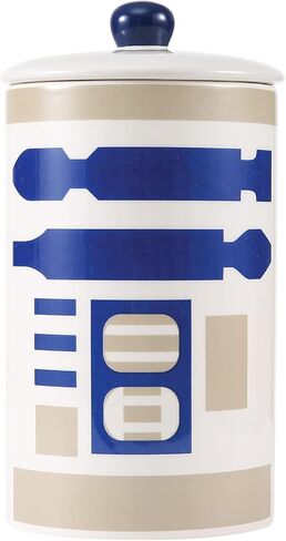 Star Wars for Pets R2D2 Dog Treat Jar | 10 x 5 Ceramic Dog Treat Jar with Silicone Lid | Dishwasher Safe Dog Food Storage Cylinder Treat Jar | Dog Treat Jar in Saudi Arabia