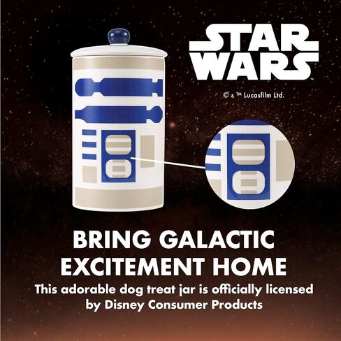 Star Wars for Pets R2D2 Dog Treat Jar | 10 x 5 Ceramic Dog Treat Jar with Silicone Lid | Dishwasher Safe Dog Food Storage Cylinder Treat Jar | Dog Treat Jar in Saudi Arabia