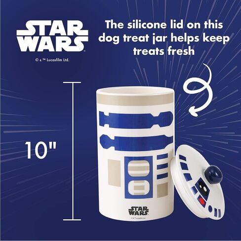 Star Wars for Pets R2D2 Dog Treat Jar | 10 x 5 Ceramic Dog Treat Jar with Silicone Lid | Dishwasher Safe Dog Food Storage Cylinder Treat Jar | Dog Treat Jar in Saudi Arabia