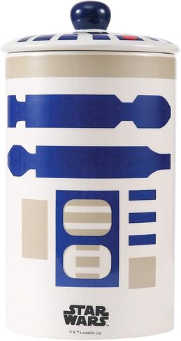 Star Wars for Pets R2D2 Dog Treat Jar | 10 x 5 Ceramic Dog Treat Jar with Silicone Lid | Dishwasher Safe Dog Food Storage Cylinder Treat Jar | Dog Treat Jar in Saudi Arabia