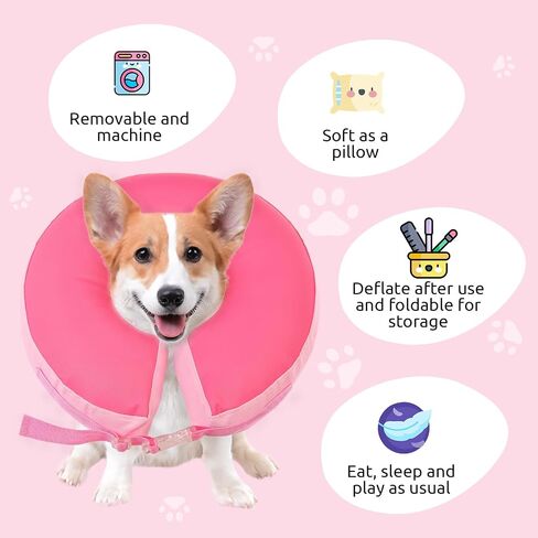 SAWMONG Inflatable Dog Cone Collar After Surgery,Soft Recovery Collar for Dogs and Cats,Dog Neck Collar for Small Medium Large Dogs,Alternative E Collar No Blocking Vision in Saudi Arabia