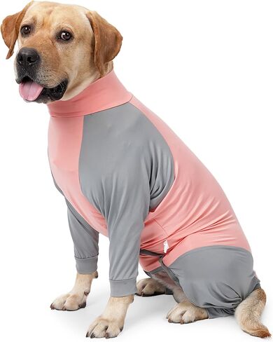 Dog Recovery Suit, Abdominal Wound After Surgery Wear, Prevent Licking Wounds, E-Collar & Cone Alternatives, Long Sleeve Postoperative Shirts Dog Bodysuit Prevent Shedding(Medium, Pink) in Saudi Arabia