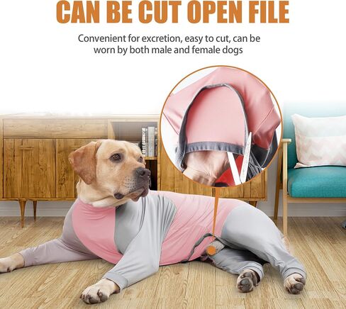 Dog Recovery Suit, Abdominal Wound After Surgery Wear, Prevent Licking Wounds, E-Collar & Cone Alternatives, Long Sleeve Postoperative Shirts Dog Bodysuit Prevent Shedding(Medium, Pink) in Saudi Arabia