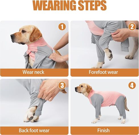 Dog Recovery Suit, Abdominal Wound After Surgery Wear, Prevent Licking Wounds, E-Collar & Cone Alternatives, Long Sleeve Postoperative Shirts Dog Bodysuit Prevent Shedding(Medium, Pink) in Saudi Arabia
