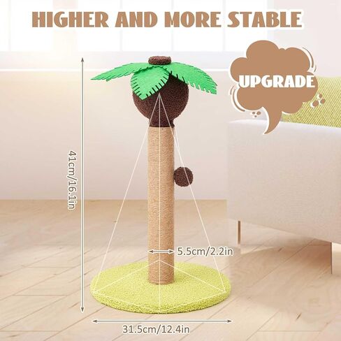 قطعتان من كرسي صالة السيزال للقطط وعمود خدش شجرة نخيل جوز الهند من الورق المقوى لخدش القطط مع 3 تروس قابلة للتعديل لسرير السيزال بارتفاع أرجوحة وعمود خدش وحبال معلقة وكرات للقطط الكبيرة in Kuwait