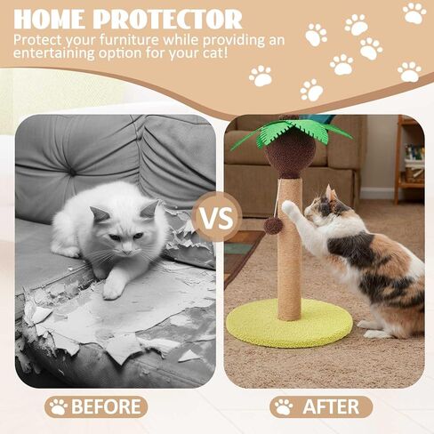 قطعتان من كرسي صالة السيزال للقطط وعمود خدش شجرة نخيل جوز الهند من الورق المقوى لخدش القطط مع 3 تروس قابلة للتعديل لسرير السيزال بارتفاع أرجوحة وعمود خدش وحبال معلقة وكرات للقطط الكبيرة in Kuwait