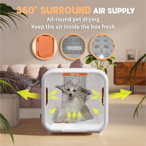 Automatic Pet Dryer Box for Cats and Small Dogs,Ultra Quiet Dog Hair Dryer 71L Capacity with Smart Temperature Control and 360 Drying (orange-plus) in Saudi Arabia