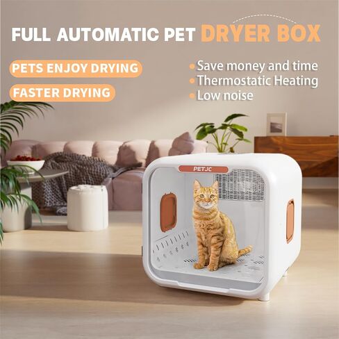 Automatic Pet Dryer Box for Cats and Small Dogs,Ultra Quiet Dog Hair Dryer 71L Capacity with Smart Temperature Control and 360 Drying (orange-plus) in Saudi Arabia