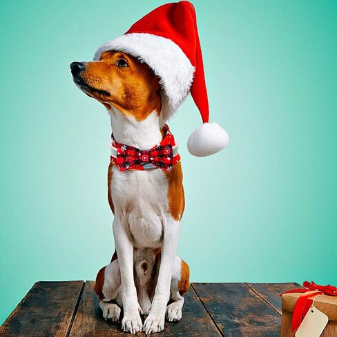 6PCS/PACK dog Collar attachment Bows slide dog bowtie Plaid Snowfake double layered dog bows removable pet grooming ties for Christmas in Saudi Arabia