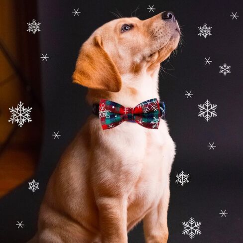 6PCS/PACK dog Collar attachment Bows slide dog bowtie Plaid Snowfake double layered dog bows removable pet grooming ties for Christmas in Saudi Arabia