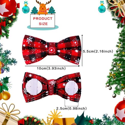 6PCS/PACK dog Collar attachment Bows slide dog bowtie Plaid Snowfake double layered dog bows removable pet grooming ties for Christmas in Saudi Arabia