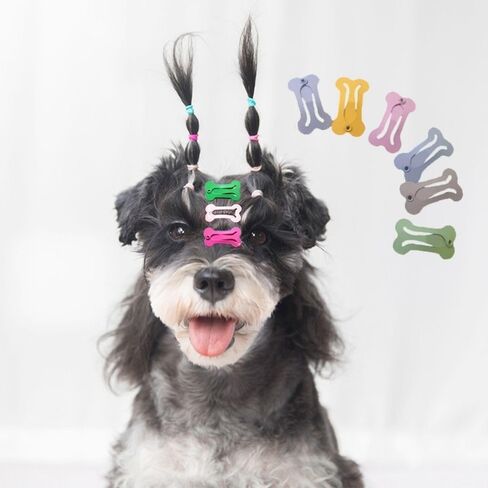 10Pcs Multicolour Hair Clips for Dogs, Small Dog Bow Mini Bone Snap Dog Barrette for Small Dog Hair, Tiny Pet Grooming Hair Accessories for Small Dog Cat, Dog Hair Ties (1Inch) in Saudi Arabia