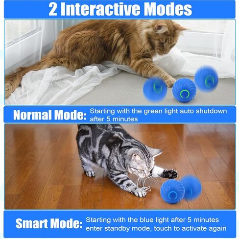 ألعاب القطط التفاعلية 2.0، لعبة القطط الذكية ذاتية التدحرج مع ضوء ملون، قابلة لإعادة الشحن عبر USB، كرة دوارة أوتوماتيكية للقطط المتحركة للقطط البالغة في الأماكن المغلقة التي تشعر بالملل in Kuwait