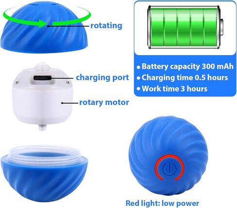 ألعاب القطط التفاعلية 2.0، لعبة القطط الذكية ذاتية التدحرج مع ضوء ملون، قابلة لإعادة الشحن عبر USB، كرة دوارة أوتوماتيكية للقطط المتحركة للقطط البالغة في الأماكن المغلقة التي تشعر بالملل in Kuwait