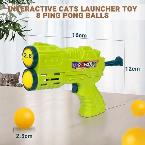 Ycozy Cat Toy Ball Launcher ترقية قاذف مزدوج مع 8 قطع كرات بينج بونج كرات لعبة القطط التفاعلية للداخل in Kuwait