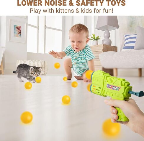 Ycozy Cat Toy Ball Launcher ترقية قاذف مزدوج مع 8 قطع كرات بينج بونج كرات لعبة القطط التفاعلية للداخل in Kuwait