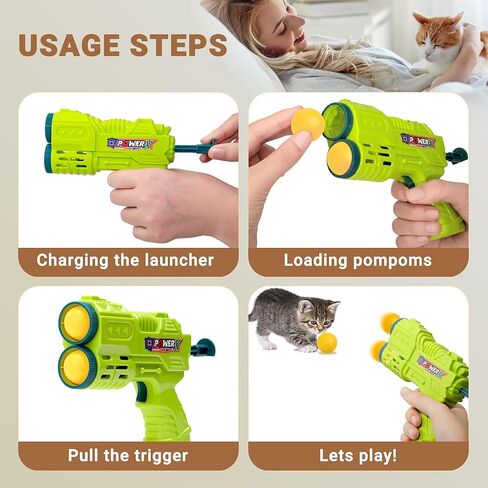 Ycozy Cat Toy Ball Launcher ترقية قاذف مزدوج مع 8 قطع كرات بينج بونج كرات لعبة القطط التفاعلية للداخل in Kuwait