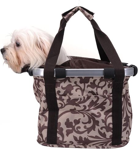 سلة دراجة الحيوانات الأليفة وحقيبة الناقل - سلة دراجة للسفر للحيوانات الأليفة قابلة للطي والانفصال - حامل سلة ركوب الدراجة للحيوانات الأليفة الصغيرة والكلاب والقطط والأرنب (أرجواني) in Kuwait