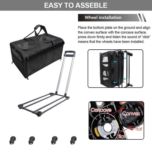 GJEASE Cat Rolling Carrier Wheels,Double-Compartment Pet Rolling Carrier Wheels,No Tools, Quick to Install, Quick to Remove. in Kuwait