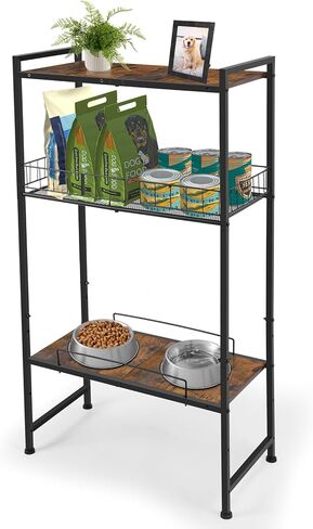 Elevated Dog Bowls, Adjustable Raised Dog Bowl Stand with Storage Shelf for Dog Accessories,Lifted Dog Bowl Holder for Medium Small Dogs in Kuwait