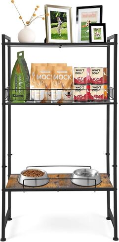 Elevated Dog Bowls, Adjustable Raised Dog Bowl Stand with Storage Shelf for Dog Accessories,Lifted Dog Bowl Holder for Medium Small Dogs in Kuwait