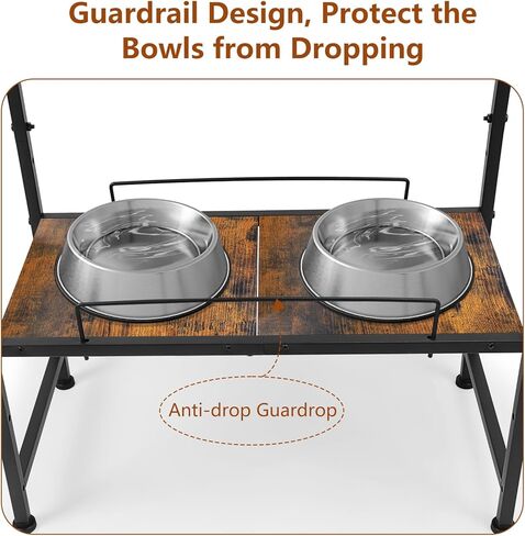 Elevated Dog Bowls, Adjustable Raised Dog Bowl Stand with Storage Shelf for Dog Accessories,Lifted Dog Bowl Holder for Medium Small Dogs in Kuwait